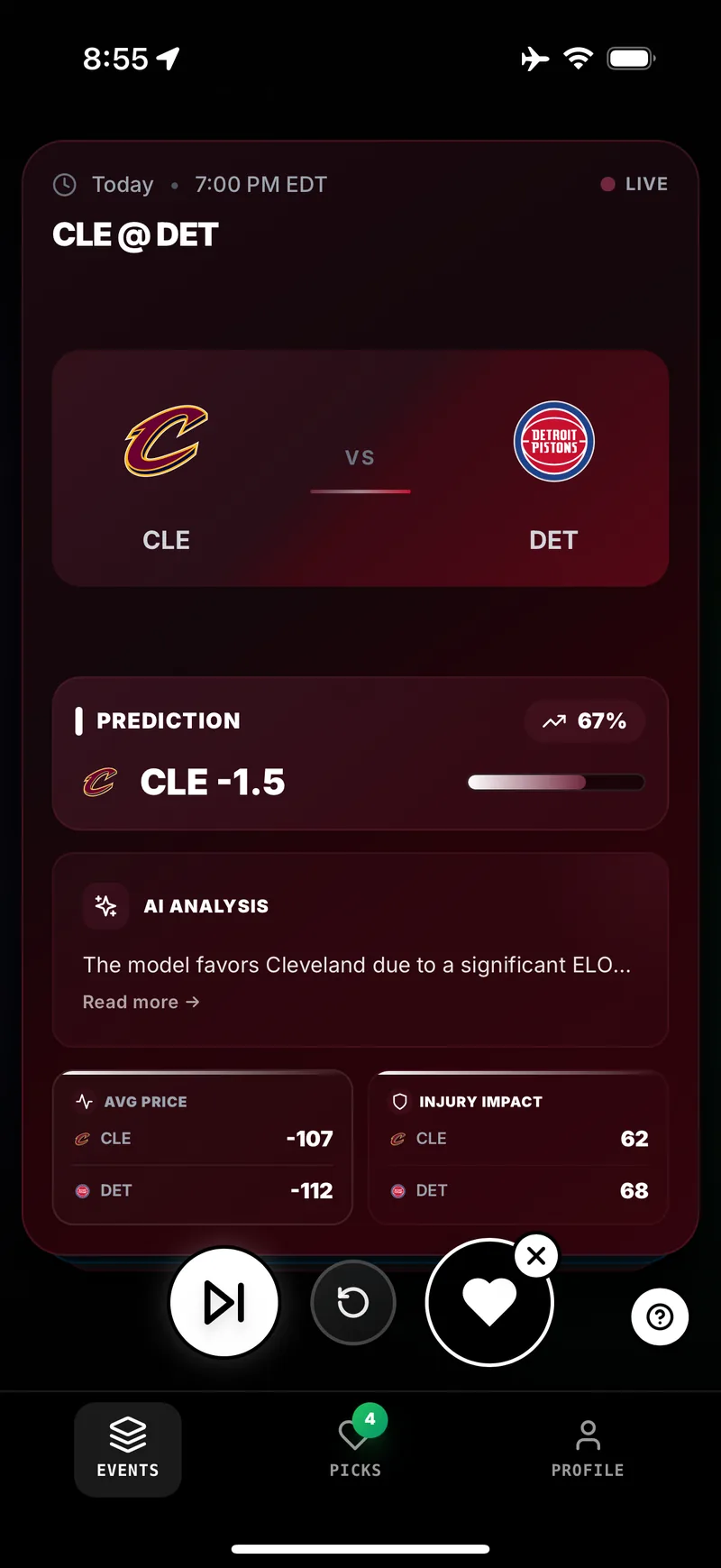 Algo Picks main app screen