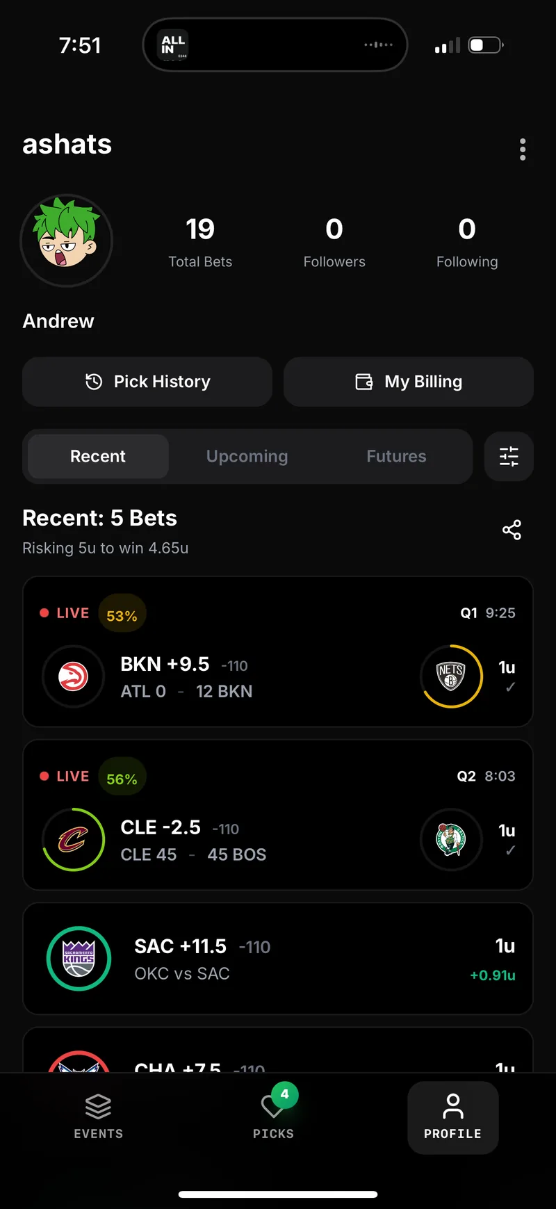 Algo Picks detail screen